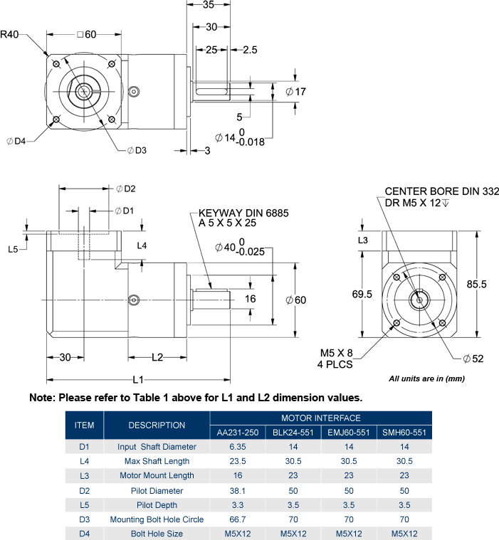 In-Line Planetary Gearboxes - GBPNR-060x-CS